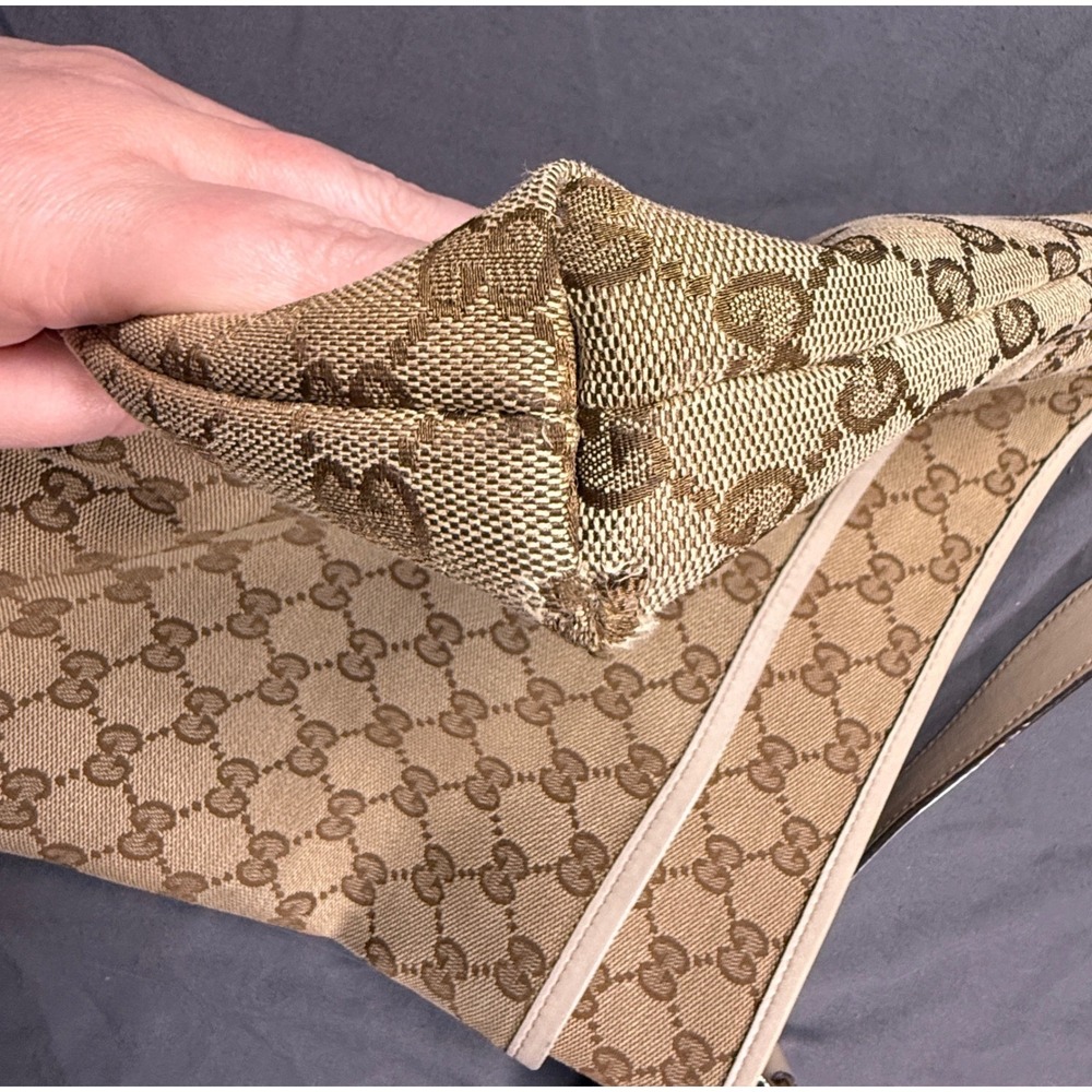 Gucci GG Monogram Canvas Messenger Crossbody Shoulder Bag‎ Beige Brownr - Picture 5 of 14